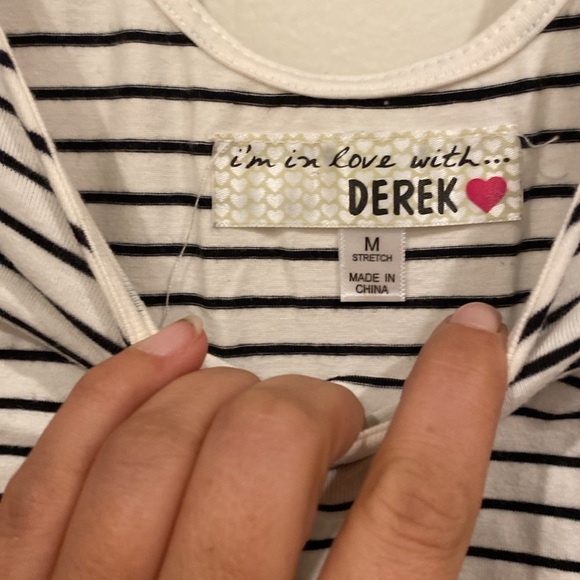 Short-sleeve, Black & White Stripe Mini Dress with keyhole back from Derek ❤️ - Picture 6 of 8